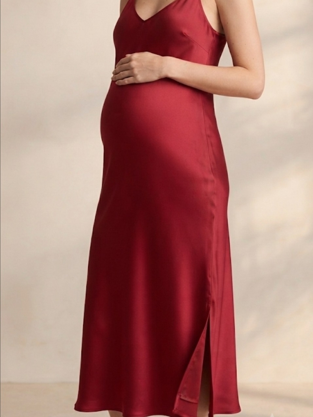 Isabel by Ingrid & Isabel Burgundy Red Satin Slip Midi Dress - New With Tags XS